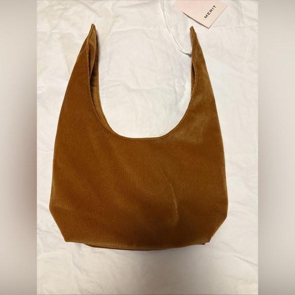 MERIT Tan Velvet Shoulder Bag - Picture 2 of 6
